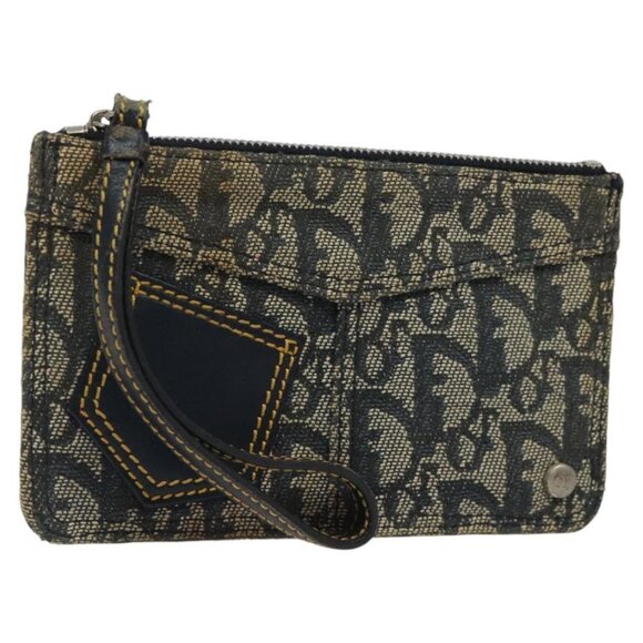 Christian Dior Trotter Canvas Pouch Navy Auth 117024 - Picture 1 of 16